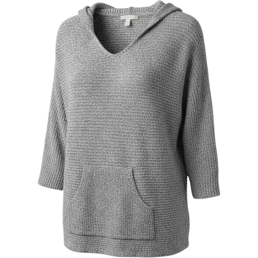 Pure Jill Womens Grey Marl Cotton Wool Blend Hooded Sweater Kangaroo Pocket L
